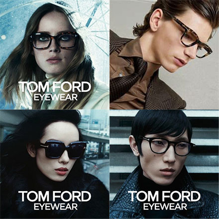 4 people wearing tom for sunglasses and optical frames